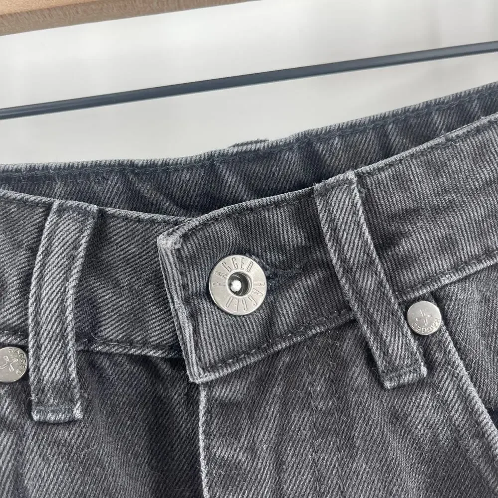 THE RAGGED PRIEST Jeans Size 26 Bum Rip Denim Washed Out Black High Waist Cotton